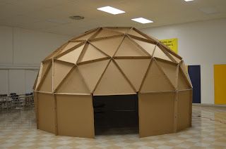 Building a Cardboard Planetarium: Final assembly Temporary Structures, Diy Cardboard Furniture, Cardboard Box Crafts, 21st Century Skills, Cardboard Furniture, Cardboard House, Geodesic Dome, Diy Cardboard, Cardboard Crafts