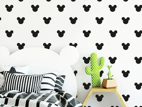 Mickey Mouse Wall Decal Mickey Heads Decal Kids Room Decal - Etsy Canada Mickey Mouse Wall Decals, Mickey Mouse Nursery, Cars Bedroom Decor, Mickey Mouse Stickers, Disney Wall Decals, Mickey Mouse Wall, Mouse Wall, Nursery Stickers, Kids Room Decals