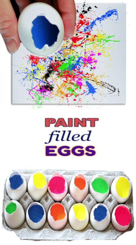 Fill eggs with paint and toss them at canvas to make art. How to make paint filled eggs for kids. #paintfilledeggs #growingajeweledrose #paintingideasoncanvas #paintfilledeggsoncanvas #paintfilledeggsart #painteggs #painteggsdiy #eggcrafts #eggcraftsforkids #eggpainting #eggpaintingcanvas #eggpaintingideasforkids Filled Eggs, Make Paint, April Crafts, Art Activities For Toddlers, Fun Easter Crafts, Easter Event, Salad Spinner, Preschool Graduation, Easy Arts And Crafts