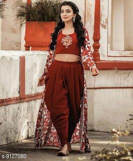 Dhoti Salwar Suits, Dhoti Salwar, Ankita Sharma, Kurti Styles, Blouse Colour, Indian Lehenga Choli, Maroon Blouse, Dhoti Pants, Embroidered Crop Tops