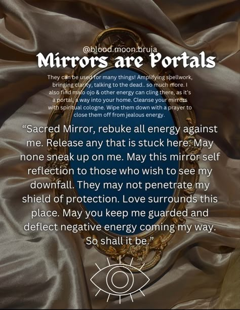 Mirror Cleansing Spell, Lock Mirror Spell, Mirrors In Witchcraft, Locking Mirror Witchcraft, How To Seal A Mirror Witchcraft, Forced Self Reflection Spell, How To Lock Your Mirrors Witchcraft, Self Reflection Spell, Mirror Spells Return To Sender