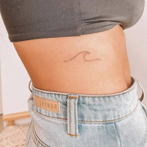 Wave Tattoo Simple Ankle, Minimalist Wave Tattoo, Wave Tattoo Wrist, Tattoo Ideas Minimalist, Ocean Wave Tattoo, Simple Wave Tattoo, Tattoos On Side Ribs, Small Wave Tattoo, Trust The Timing