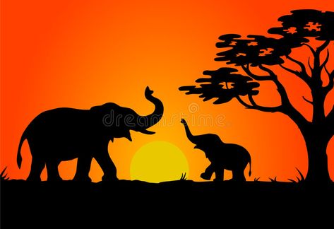 Safari sunset. Silhouettes of elephants. Eps file included , #ad, #Silhouettes, #sunset, #Safari, #elephants, #included #ad Safari Sunset, Elephant Wallpaper, Elephant Silhouette, African Sunset, Elephant Drawing, Silhouette Painting, Elephant Painting, Africa Art, Animal Silhouette