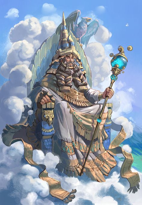 ArtStation - Sumerian gods and Heroes part 2, Ekaterina Chesalova Sumerian Mythology Art, Anunaki Gods, Annunaki Gods, Ekaterina Chesalova, Sumerian Gods, Sumerian Art, Ancient Sumerian, Ancient Mesopotamia, Legends And Myths