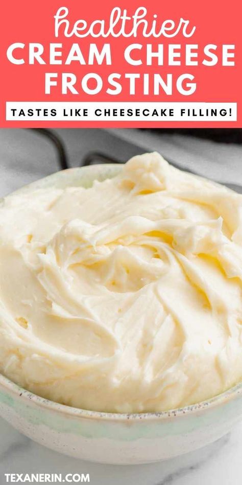 Healthier Cream Cheese Frosting - Texanerin Baking Ww Cream Cheese Frosting, Weight Watchers Cream Cheese Frosting, Cream Cheese Frosting No Powdered Sugar, Cottage Cheese Frosting, Cream Cheese Fristing, Red Velvet Cake Icing, Red Velvet Cake Frosting, Carnivore Desserts, Keto Frosting