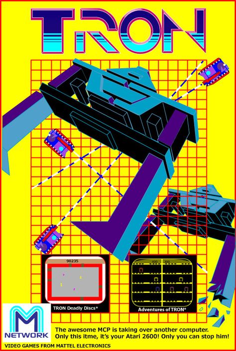 Vintage 1982 Tron arcade poster Tron Game, Omega Man, Video X, Retro Game, Retro Gamer, Old Video, Vintage Games, Advertising Poster, Super Nintendo