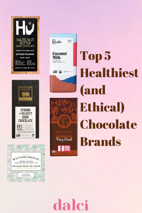 Swap your typical refined sugar-filled inflammatory chocolate bar for a heart-friendly alternative that doesn’t skimp on flavor. We rounded up a list of 5 of our favorite good for your gut (and environment) chocolate brands. Check out The dalci Report for the full scoop. #eatdalci #dalciyourself #guthealthy #darkchocolate Dark Chocolate Brands, Endangered Species Chocolate, Healthy Dark Chocolate, Fair Trade Chocolate, Vegan Bar, Vegan Dark Chocolate, Crunch Bar, Hazelnut Butter, Vegan Milk