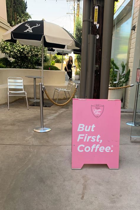 But first, coffee sign Melrose Aesthetic, La Coffee Shop Aesthetic, California Coffee Shop, California Coffee Shop Aesthetic, California Restaurants Aesthetic, Los Angeles Coffee, Alfred Coffee, Wellness Studio, Super Rich Kids