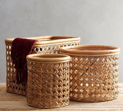 Abel Open Weave Rattan Baskets Cane Baskets, Canes Decor, Rattan Baskets, Bamboo Canes, Bamboo Crafts, Bamboo Furniture, Bamboo Basket, Woven Baskets, Woven Rattan