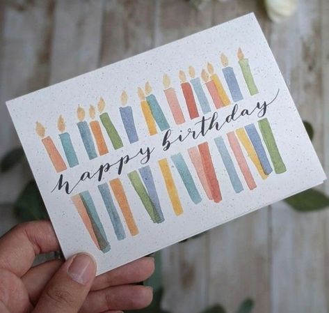 Card Design Ideas Drawing Easy, Garden Birthday Card, Happy Birthday Card Simple, Easy Birthday Cards Diy Creative, Watercolour Birthday Cards Simple, 18th Birthday Card Ideas Handmade, 17th Birthday Card Ideas, Birthday Card Ideas Simple, Handmade Birthday Card Ideas Creative