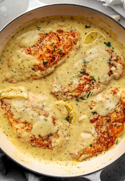 This Creamy Garlic Parmesan Chicken recipe features tender chicken fillets in a rich, creamy sauce made with garlic, fresh Parmesan cheese, and perfect seasonings. Chicken Malibu, Creamy Herb Chicken, Balsamic Roast, Creamy Garlic Parmesan Chicken, Chicken Fillet Recipes, Chicken Giblets, Malai Chicken, Chicken Fillets, Pork Tenderloins