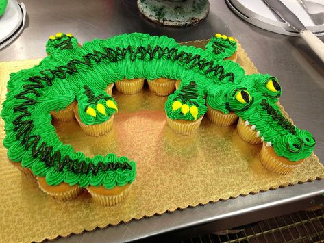 Alligator Cupcake Cake | Explore rfarmer1015's photos on Fli… | Flickr - Photo Sharing! Alligator Cupcakes, Crocodile Cake, Alligator Cake, Alligator Birthday Parties, Alligator Birthday, Pull Apart Cupcake Cake, Pull Apart Cake, Pull Apart Cupcakes, Cupcake Cake Designs