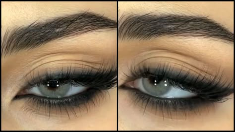 Deep Smokey Eye, Dark Simple Makeup Looks, Dark Simple Eye Makeup, Black Simple Eye Makeup, Black Makeup For Prom, Make Up Nero, Smookie Eyes Black, Dark Eyeliner Makeup, Simple Black Eye Makeup