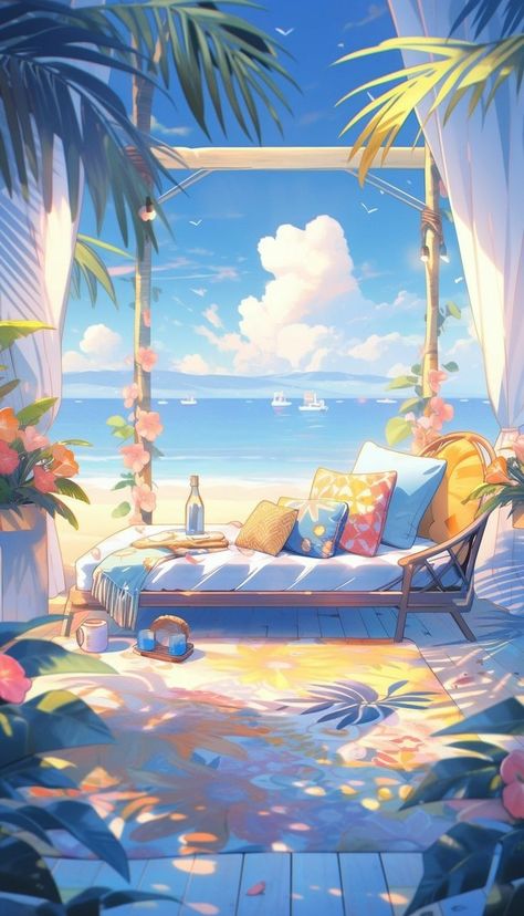 Scenery Inspiration, Concept Landscape, Jojo's Bizarre Adventure Characters, Anime Summer, Animal Images, Beach Illustration, Computer Wallpaper Desktop Wallpapers, Building Illustration, Landscape Concept