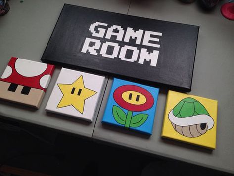 25 Most Adorable Room Ideas With Video Game Theme | Home Design And Interior Gamer Rum, Gamer Room Diy, Multi Canvas Art, Mario Room, Girly Games, Man Cave Design, Video Game Rooms, Geek Design, Super Bowl Party