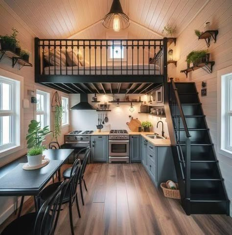 Tiny House Set Up, Tiny House Laundry Room, Japanese Style Tiny House, Mini Loft, Tiny House Loft, Loft Bedroom, House Loft, Tiny House Inspiration, Tiny House Floor Plans