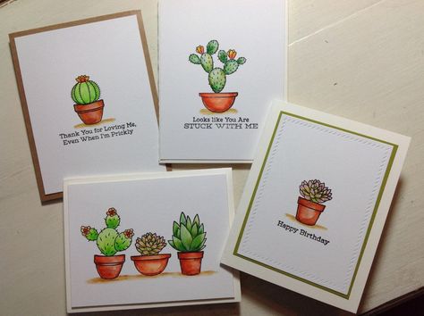 Sweet succulents, MFT Stamps Valentines Border, Succulent Cards, Cactus Cards, Plant Cards, New Home Greetings, Handmade Cards Diy, Mft Cards, Leaf Cards, New Home Cards