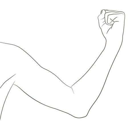 Arm Sketch Female, Arms Illustration Drawing, Elbow Drawing, Arm Template, Arm Outline, Blank Arm Tattoo Template, Bent Arm Reference, Bicep Drawing, Arm Sketch