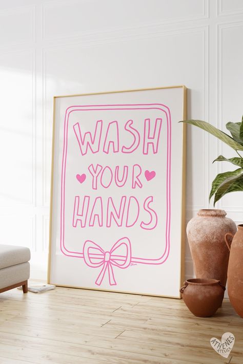 Make your bathroom more fun with this playful print that says, 'this shower is for singing.' It's a cheerful reminder to belt out your favorite tunes while you get ready! 🎤🚿 Features: 💙 Original Artwork: I pour my heart into every piece I create, ensuring that each art print is a true original. When you invest in one of my prints, you're not just buying art; you're investing in a piece of creativity and inspiration. 💙 Customizable Options: Your art should reflect your individuality. That's w Pink Girly Home Decor, Pink Bathroom Decor Ideas Inspiration, Pastel Pink Bathroom Decor, Prints For Bathroom Walls, Cute Girly Bathroom, Pink Bathroom Art, Dopamine Decor Bathroom, Dopamine Bathroom, Pink Wall Art Bathroom