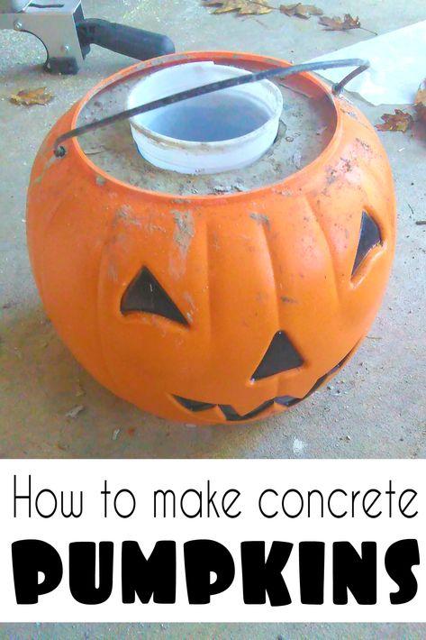 Pumpkin Planters Diy, Diy Cement Jack O Lantern, Cement Jackolanterns, Concrete Jackolantern, Diy Concrete Jack O Lantern, Concrete Pumpkin Planter, Faux Cement Pumpkins, Cement Pumpkins Diy Video, Diy Large Pumpkin Outdoor