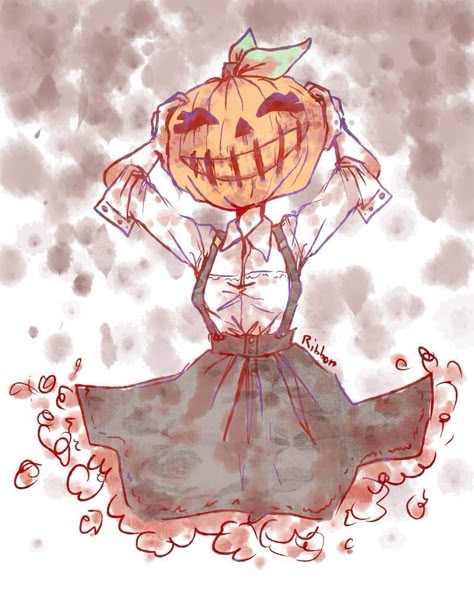 Pumpkin Person Drawing, Halloween Anime Drawing, Pumpkin People Drawings, Pumpkin Girl Drawing, Halloween Girl Drawing, Cute Halloween Sketches, Halloween Characters Drawings, Halloween Oc Art, Pumpkin Anime