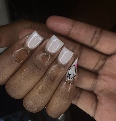 Square Nails With Stiletto Pinky, Braider Nails, Long Coffin Nails, Western Nails, Tapered Square Nails, Acrylic Toe Nails, Claw Nails, Short Square Nails, Work Nails