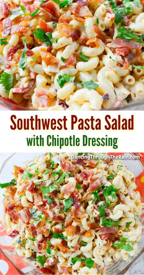 Pasta Salad Recipes To Go With Ribs, Fun Pasta Salad, Chipotle Pasta Salad, Jalapeno Poppers Pasta Salad, Salad Picnic Ideas, Different Kinds Of Pasta Salads, Cajun Pasta Salad, Cavatappi Pasta Salad, Chipotle Salad