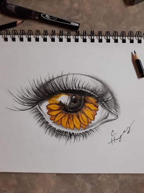 Eyeball Sketch, Sunflower Journal, Colors In Nature, Rare Tattoos, Sunflower Drawing, Gcse Art Sketchbook, Colors Of Nature, 얼굴 그리기, Meaningful Drawings