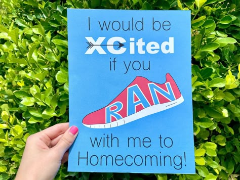 Homecoming Proposal Ideas Cross Country, Hoco Proposals Ideas Runner, Hoco Proposals Ideas Cross Country, Cross Country Promposal, Running Hoco Proposals, Cross Country Homecoming Proposals, Track Themed Promposal, Track Hoco Proposals, Cross Country Hoco Proposals