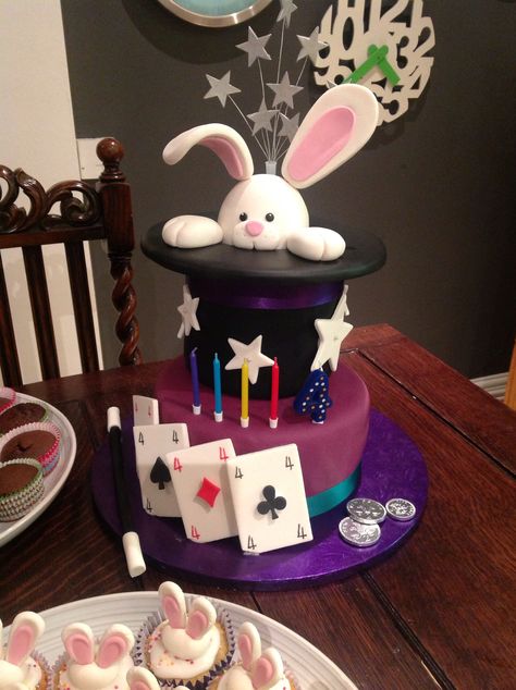 Samuels 4th magic birthday cake! 5 Yr Birthday Cake, Magic Show Birthday Cake, Magic Themed Cake, Magic Mixies Birthday Cake, Magician Cake Ideas, Magic Cake Theme, Magic Theme Cake, Magician Birthday Cake, Magic Birthday Cake