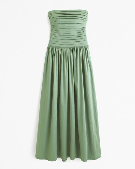 Women's Emerson Strapless Drop-Waist Gown | Women's New Arrivals | Abercrombie.com Drop Waist Gown, Cute Jumpsuits, Taffeta Gown, Active Swimwear, Taffeta Fabric, Strapless Gown, American Clothing, Flowy Skirt, New Arrival Dress