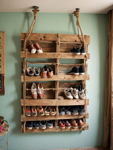 17 DIY Shoe Rack Ideas – The DIY Desire Diy Shoe Hanger, Homemade Shoe Rack Diy, Diy Shoe Rack Ideas Small Spaces, Shoe Rack Ideas Diy Homemade, Diy Wooden Shoe Rack, Homemade Shoe Rack, Shoe Rack Plans, Chicken Coop Designs Diy, Diy Shoe Rack Ideas