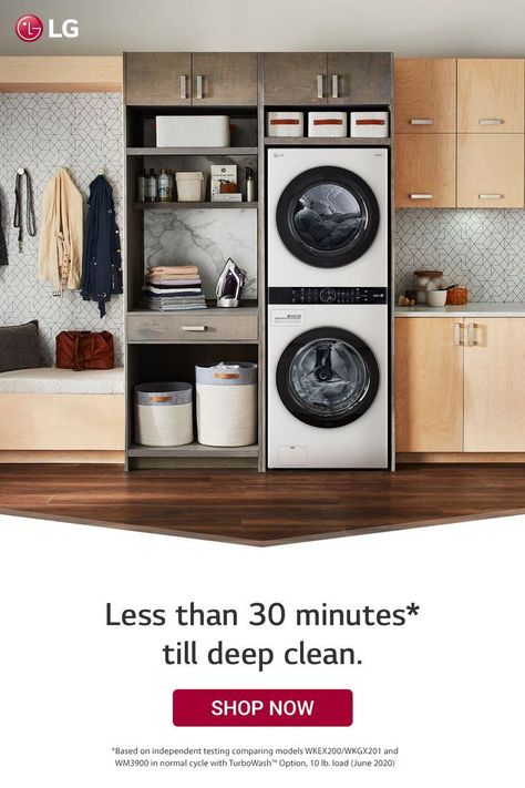 Upgrade to LG WashTower with TurboWash360 | Laundry room renovation, Laundry room design, Laundry room makeover Lg Washer Dryer Combo, Lg Washtower, Laundry Room Organization Ideas, Stacked Laundry Room, House Laundry Room, Lg Washer, Closet Laundry, Dream Laundry Room, Room Organization Ideas