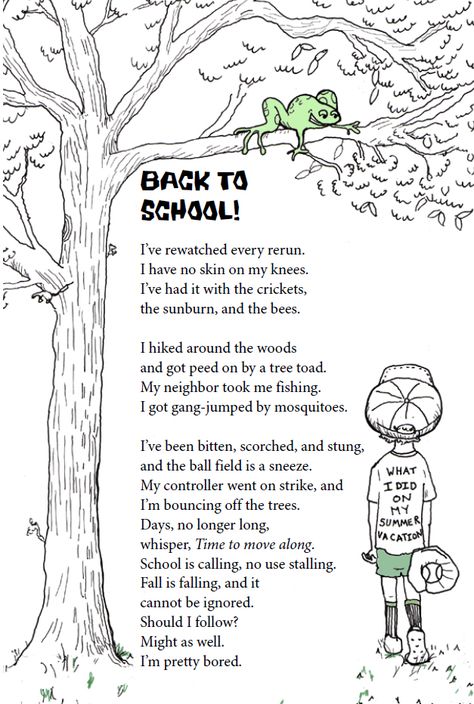 Sara Holbrook's Blog Spot: A back to school poem Poem Presentation Ideas, Easy Poems, Children Poems, School Poems, Back To School Poem, School Poem, Poems About School, Vintage Poetry, School Meals