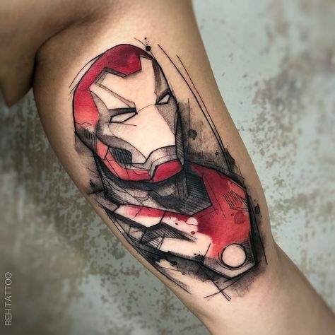 • The Iron Man • Thank you Alina! 🙏 Geometric Tattoo Hand, Iron Man Tattoo, Avengers Tattoo, Think Tattoo, Man Tattoo, Comic Tattoo, Movie Tattoo, Movie Tattoos, Marvel Tattoos