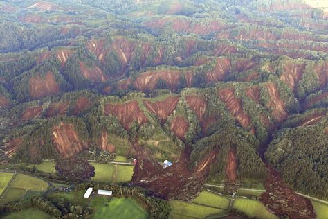 Dramatic Photos Show Landslides Wiping Out Homes After A Powerful Earthquake Rocked Japan Northern Island, Dramatic Photos, Emergency Plan, Japan News, Wipe Out, Aerial Photo, Volcano, Hiking Trails, Daily Inspiration