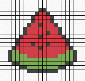 Alpha pattern #162316 | BraceletBook Pixel Art Summer, Pixel Beads Ideas, Fruit Pixel Art, Pixel Art Pattern Strawberry, Pixel Art Fruit, Cherry Pixel Grid, Watermelon Alpha Pattern, Fruit Alpha Pattern, Easy Perler Bead Patterns