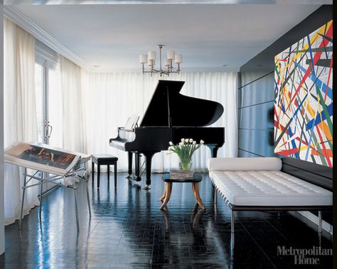 Music room with grand piano Modern Piano Room, Living Room With Piano, Piano Room Design, Grand Piano Living Room, Grand Piano Room, Piano Room Decor, Modern Piano, Piano Living Rooms, Home Music Rooms