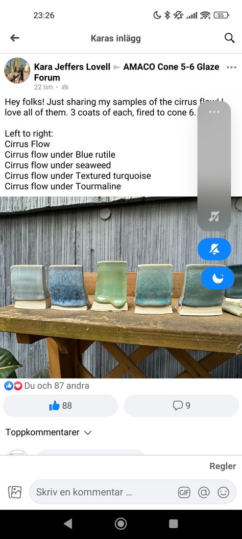 Cirrus Flow Glaze, Amaco Seaweed, Blue Rutile, Amaco Glazes, Ceramic Glazes, Pottery Glazes, Flow Blue, Glazes For Pottery, Handmade Pottery