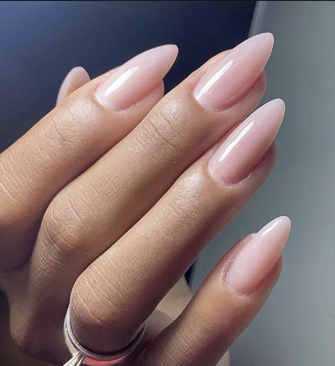 Creamy White Pink Nails, Pink Nude Nails Almond, Bridal Nude Nails, Neutral Long Nails, Clean Look Nails, Neutral Tone Nails, Nails For Pale Hands, Almond Classy Nails, Trendy Nails Nude