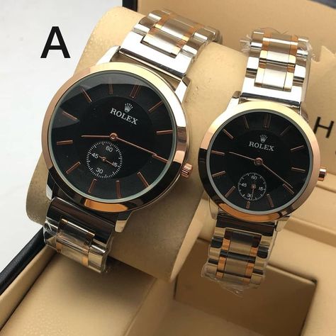 Rolex Couple Watch, Rolex Couple, Android App Design, Lounge Outfits, Stylish School Bags, Fancy Watches, Couple Watch, Jewelry Set Design, Watch Gift