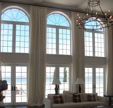 Tall Windows or Sloped Ceiling? No Problem For Curtain-Tracks! | Curtain -Tracks.com Tall Window Curtains, High Ceiling Curtains, Tall Window Treatments, Window Coverings Bedroom, Long Window Curtains, Tall Curtains, Arched Window Treatments, Extra Long Curtains, High Windows