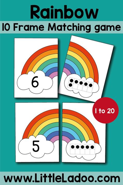 Rainbow number matching game 10 frame counting Number Identification Activities 1-5, Rainbow Numbers, Number Matching Printable Free, Preschool Number Matching, Number Identification Activities, Christmas Activities For School, Elementary Printables, Printable Math Games, Number Identification