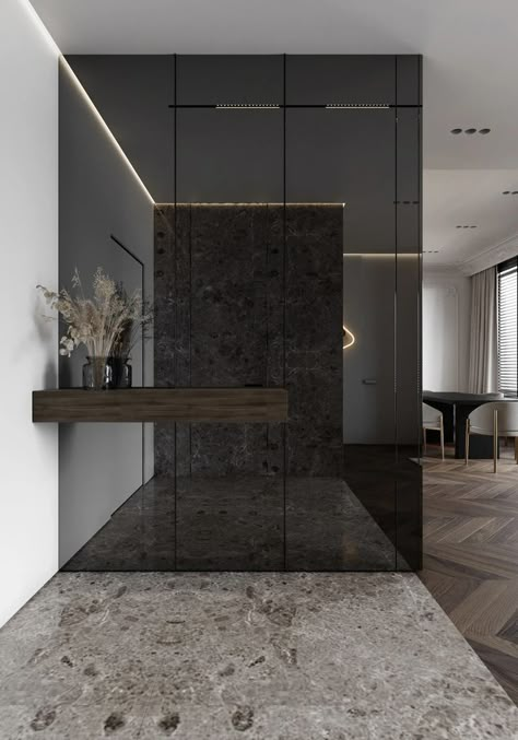 Modern Dressing Room, Gorgeous Apartment, Modern Apartment Living Room, Living Tv, Unique Floor Lamps, Side Table Decor, Apartment Projects, Dark Interiors, Home Entrance Decor