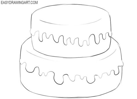 How to Draw a Cake Cute Cake Art Drawing, Cake Base Drawing, Cake Pictures Drawing, Drawing Cake Ideas, Cake Pencil Drawing, How To Draw A Birthday Cake, Cupcake Art Drawing, Bday Cake Drawing, Cake Drawing Reference