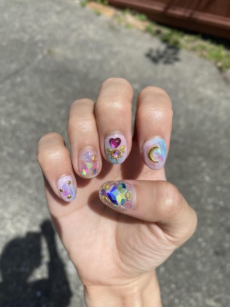 Sailor Nails, Sailor Moon Nails, Moon Nails, Diy Nails At Home, Diy Nails, Natural Nails, Nail Tips, Makeup Nails, Nails Inspiration