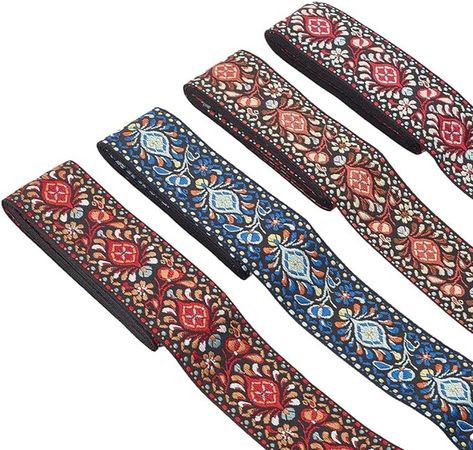 Amazon.com: PH PandaHall 8 Yard 2 Inch Vintage Jacquard Ribbon, Emobridered Woven Ribbon Boho Jacquard Trim Floral Fabric Trim for DIY Clothing Accessories Handmade Bag Embellishment Decorations Gift Wrapping Party, Embroidered Pillows, Ribbon For Gift Wrapping, Ribbon For Gift, Sewing Supplies Storage, Jacquard Ribbon, Woven Ribbon, Wrapping Party, Floral Ribbon