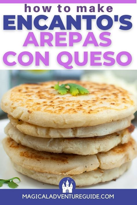 If you've watched Disney's Encanto, you'll know that Mirabel's mother, Julieta, can heal anyone with her arepas con queso! Learn how to make this traditional Colombian fare--perfect for an Encanto watch party or birthday party! Encanto Recipes, Encanto 2nd Birthday Party, Encanto Crafts For Kids, Encanto Birthday Party Food, Arepas Con Queso Recipe, Encanto Dinner, Encanto Crafts, Encanto Food, Encanto Birthday Party Ideas