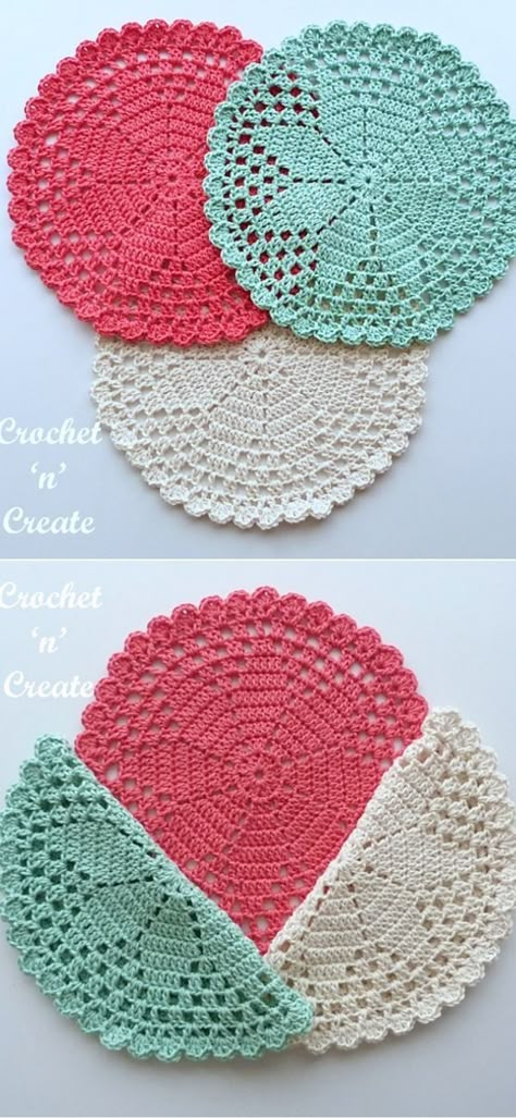 Crochet Doily Table Runner Pattern Free, Small Doilies Crochet Free Pattern, Free Doily Patterns, Crochet Thread Patterns, Crochet School, Crocheted Coasters, Placemat Patterns, Crochet Throws, Crochet Placemat