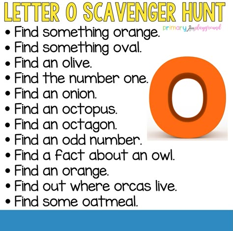 Letter O Scavenger Hunt  #scavengerhunt #alphabetscavengerhunt #letterscavengerhunt #kindergarten #preschool Kindergarten Scavenger Hunt, Letter O Activities, Preschool Scavenger Hunt, Abc Countdown, School Scavenger Hunt, Online Math Games, Abc Activities, Scavenger Hunt For Kids, Scavenger Hunts